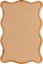 Kate and Laurel Rahfy Boho Scalloped Rectangle Rattan Wall Mirror, 24 x 36, Natural Wood, Decorative Rectangular Wavy Mirror with Authentic Rattan Frame for Bathroom Mirror Decor