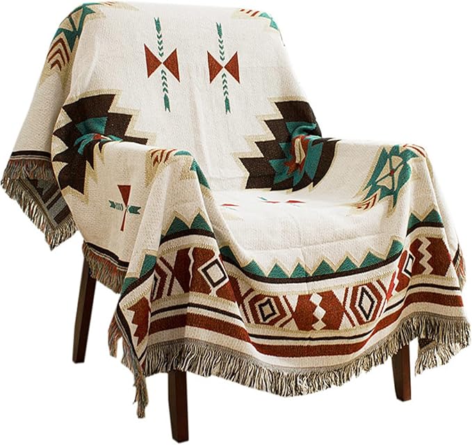 Hopstar Aztec Throw Blanket Navajo Indian Blankets and Throws Boho Western Decor Couch Cover Blanket for Bed Sofa Living Room Beach Travel 51"x63"