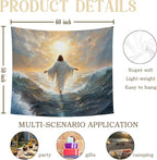 bitCNY Jesus Walking on Water Tapestry 60x50 Inches – Christian Wall Hanging for Living Room Bedroom, Religious Decor, Inspirational Jesus Christ Art for Home