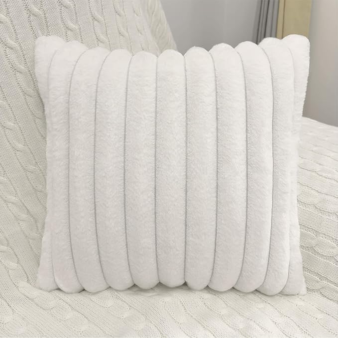 4 Pack 18x18 Pillow Cover Velvet Pillow Covers, Faux Fur Square Throw Pillow Covers for Living Room Decorations Throw Pillow Case, Throw Pillow Cover Cushion Cover for Home Car, Ice Cream