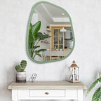 Asymmetrical Mirror for Wall Irregular Accent Wood Frame Modern Unique Wall Mirror Decorative Vanity Bathroom Living Room Bedroom Entryway Hallway Artistic Wavy Mirror Large 26"x18"