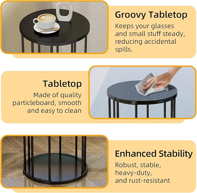 Plant Stand Indoor,small plant stool,Flower Pot Corner stand holder,Mid Century Heavy Duty Metal Tall Home Decor,Modern Round End Table,Small Rustic Display Stand for Living Room,Bedroom(Black,21In)