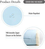 Hofdeco Premium Coastal Hampton Style Patio Indoor Outdoor Bolster Pillow Cover Only, 6"x20" Water Resistant for Couch, Backyard, Solid Baby Blue White Fringe