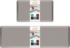 HappyTrends 2 PCS Kitchen Mat Cushioned Anti-Fatigue Floor Mat, Heavy Duty Ergonomic Comfort Foam Standing Mat, Waterproof Non-Slip Kitchen Rugs for Home, Office(20"x30"+20"x60",Khaki)