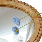 Rattan Wall Mirror - Boho Handmade Wicker Mirror Rustic Farmhouse Mirrors for Bathroom Entryway Wall Decor, 20" x 30", Oval