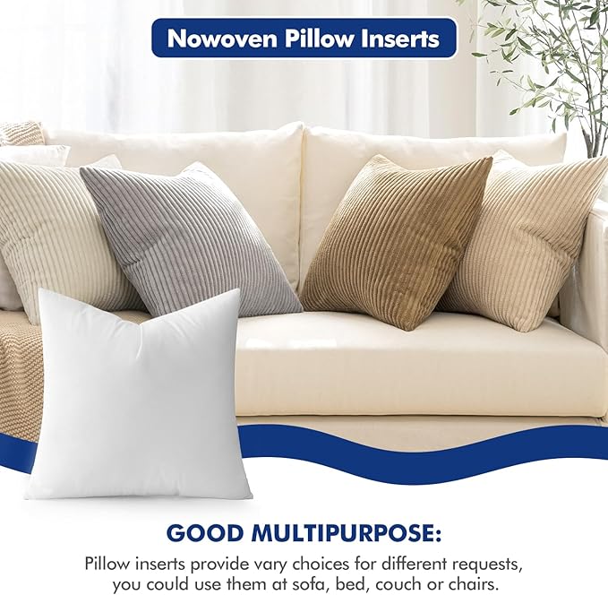 MIULEE Pillow Insert 17x17 Inch, Decorative Square Throw Pillow Inserts, Premium Fluffy Pillow Forms Sham Stuffer for Sofa Couch Living Room