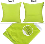 Thmyo 4-Pack 100% Cotton Comfortable Solid Decorative Throw Pillow Case, Square Cushion Cover Pillowcase Sublimation Blank Pillow Covers DIY Throw Pillowcase for Sofa(18x18inch/45x45cm,Light Green)