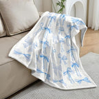 Blue Bows Blankets Preppy Coquette Room Decor Electric Blanket Girls Bedroom Decor Trendy Bow Throw Blanket Coquette Girly Blanket Gifts for Women Teens Soft Flannel Lightweight 60"x80"