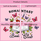 Romantasy Book Club Tapestry - Fantasy Books Library Tapestries, Pink Magical Document Tapestrys, Cute Aesthetic Fairy Tapestries Wall Hanging, Beach Throws Table Cloth Bedding Tapestry - 50 x 60 Inches