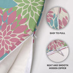 Blue Pink Green Spring Pillow Covers 22X22 Inch Set of 2, Modern Dahlia Floral Print Decorative Throw Pillow Covers Outdoor Farmhouse Cushion Case for Home Couch Sofa Bed Decoration