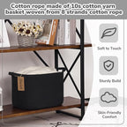Goodpick Black Storage Basket for Shelves, Woven Baskets for Storage, Toy Baskets Storage Kids, Towel Basket with Handles for Living Room, Bathroom, 13 x 10 x 9 Inches