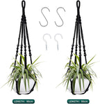 Macrame Plant Hanger Indoor Hanging Planter Basket with Wood Beads Handmade Woven Cotton Rope Flower Pot Holder Stand for Boho Outdoor Home Decor No Tassels, 35 Inch, Set of 2