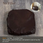 Louis Donné Brown Waterproof Faux Leather Unstuffed Pouf Ottoman, Handmade Moroccan Pouf Cover 21"x13", Round Floor Cushion Floor Chair Footstool for Living Room, Bedroom and Wedding (Only Cover)