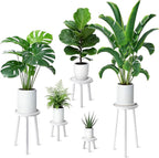 5-Pack Wood Plant Stands Indoor, Single Plant Stand for 6-22 Inch Pots, Mid-Century Modern Plant Stool, Tall Plant Stand for Large Plants Perfect Fit for Living Room, Balcony, Office(Retro White)
