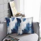 Britimes Throw Pillow Covers Modern Home Art Decor, 18 x 18 Inches Set of 2 Abstract Oil Painting Pillowcases for Bedroom, Living Room, Cushion Couch Sofa, Abstract White Navy Blue
