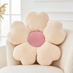 Flower Throw Pillow, Cute Flower Shaped Pillow Decorative Throw Pillow for Bed Couch, Soft Daisy Pillows Floor Seating Cushion Cushions (19.6 Inch Ivory+Pink)