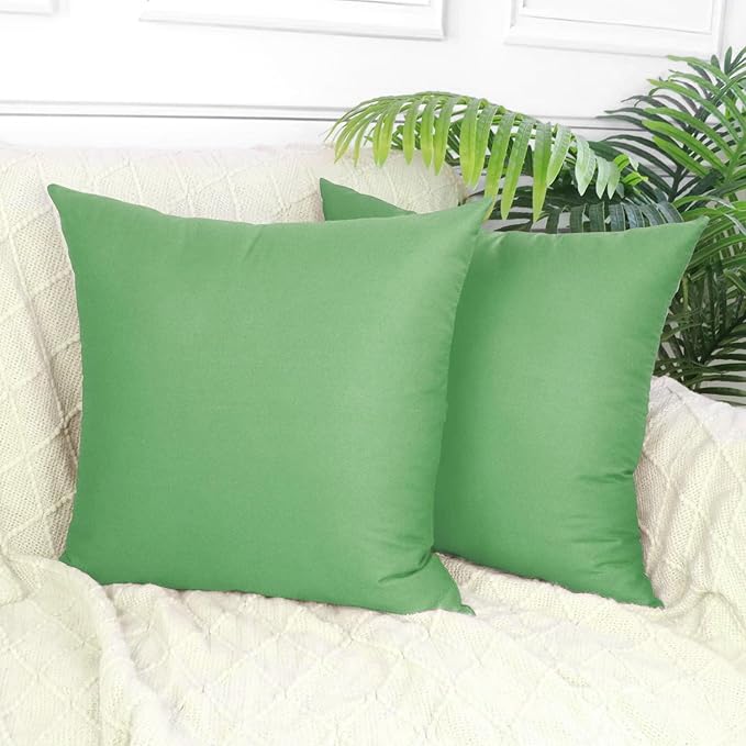 Thmyo 4-Pack 100% Cotton Comfortable Solid Decorative Throw Pillow Case, Square Cushion Cover Pillowcase Sublimation Blank Pillow Covers DIY Throw Pillowcase for Couch(18x18 inch/ 45x45cm,Sage Green)