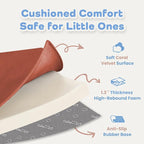 1.3" Thick Baby Floor Play Mat 50x50, Basic Padded Foam Mat for Tummy Time Crawling, Non Slip Cushioned for Babies Toddlers Infants Kids (Coral)