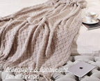 CREVENT Farmhouse Knit Throw Blanket for Couch Sofa Chair Bed Home Decoration, Soft Warm Cozy Light Weight for Spring Summer (50''X60'' Beige/Khaki)