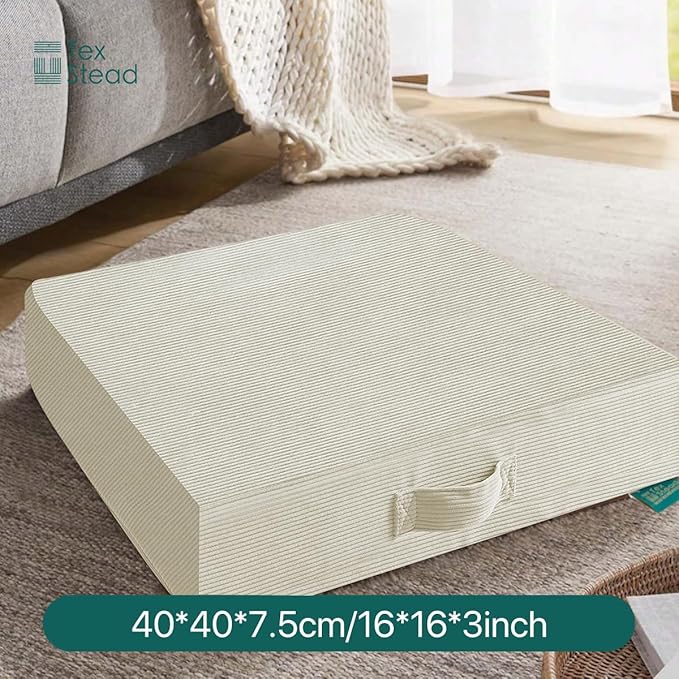 16 inches Meditation Floor Pillow Square Large Floor Cushions for Adults, Thick Memory Foam Seat Cushions for Yoga, Living Room, Sofa, Tatami, Bay Window Beige