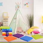 Sawysine 12 Pcs Floor Cushions Classroom Flexible Floor Seating with Handle for Kids in Home School Classroom Kindergarten Daycare Nursery (Classic Color,Square)