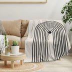 Boho Mid Century Blankets Orange Beige Throws Abstract Modern Aesthetic Bedding Minimalist Sun Leaf Soft Warm Bed Bedding Blankets for Couch Bedroom Sofa Office Cozy Flannel Blanket 60"X80"