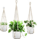 Macrame Plant Hanger - Fits 4 to 13 inches Pots for Indoor Outdoor, 35"/29"/23" Different Sizes Set, Ivory (POTS NOT Included)