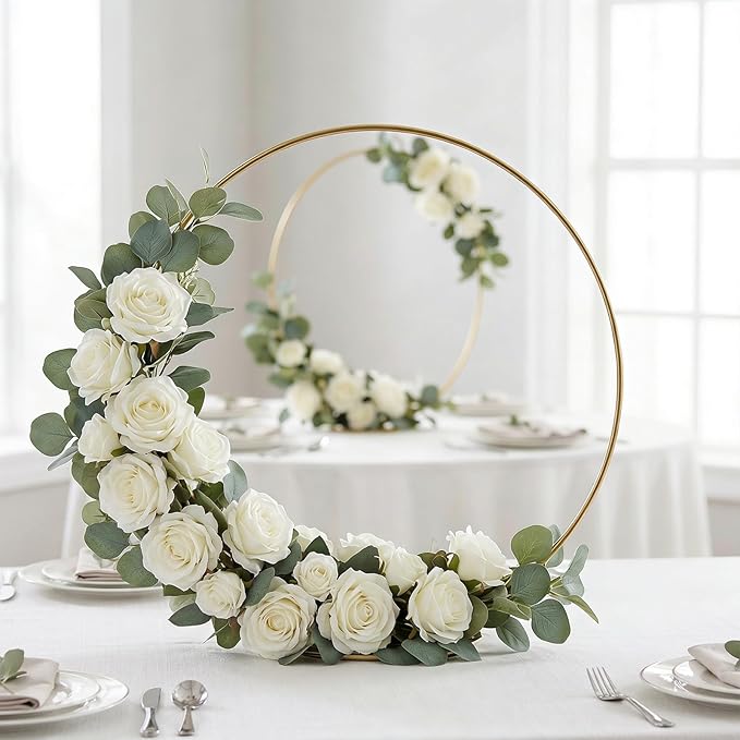 12 PCS 12 Inch Metal Floral Hoops, Gold Wreath Crafts Macrame Ring for Wall Hanging DIY Crafts, Wedding Wreath Decor