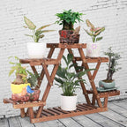 Wood Plant Stand Indoor, 6 Tiered Plant Shelf for Multiple Plants RackTriangle , A Shape Corner Flower Pot Holder for Windowsill Patio Balcony Garden Living Room (Retro,Wooden)