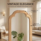 Wood Bathroom Mirror for Wall, 24 x 16 Inch Decorative Wall Mirror with Rustic Wooden Frame for Living Room, Vanity, Bedroom, Entryway, Farmhouse