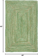 SAFAVIEH Area Rug 4' Round - Cape Cod Collection - Green & Natural Brown, Handmade Jute & Cotton, Woven Braided Design (CAP202Y)