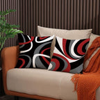 Red and Black Throw Pillow Covers 18x18 Set of 4,Grey Modern Abstract Pillowcases,Gray Geometric Circle Pattern Decor for Sofa Couch Living Room Bedroom Home Outdoor