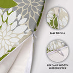 Lime Green White Grey Gray Pillow Covers 18X18 Inch Set of 2, Modern Dahlia Floral Print Decorative Throw Pillow Covers Outdoor Farmhouse Cushion Case for Home Couch Sofa Bed Decoration