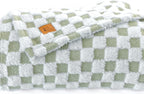 Sage Green & White Fuzzy Fun 3D Checkered Throw Blanket – Ultra Soft Shaggy Fleece for Cozy Comfort. Beautiful Gift for Women with Style 50 x 65 inches.
