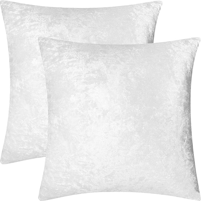 2 Pack 24x24 Pillow Cover Velvet Pillow Covers, Square Throw Pillow Covers for Living Room Decorations Throw Pillow Case, Throw Pillow Cover Cushion Cover for Home Sofa Bedroom Car, Silver White