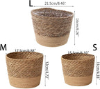Handwoven Flower Basket Hand Woven Storage Basket Flower Baskets Plant Pot Bonsai Succulents Container Decoration Large Capacity Plant Pot