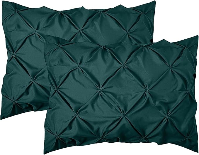 Elegant Comfort 2-Pack Sham Set Pinch Pleat Design, 1500 Premium Hotel Quality Microfiber, Stylish Design-Easy Care, Wrinkle and Stain Resistant, 2-Piece Sham Set, Pleated Standard/Queen, Marine Teal