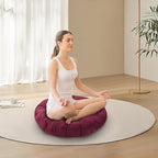Meditation Floor Pillow Set of 2 Large Round Floor Cushions for Adults Tufted Corduroy Floor Seat Pillows Cushion for Living Room Tatami Yoga,Brown 22x22 Inch