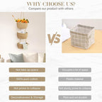 TeoKJ Over the Door Hanging Basket, 3-Tier Woven Cotton Wall-Mounted Storage Organizer Bag Decorative Hanging Nursery Baskets - Jute