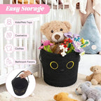 Hanging Basket, Small Black Cat Easter Woven Basket with Leather Handle, Cotton Rope Wall Storage Basket for Plants Toys Remotes (7.8x7 in)