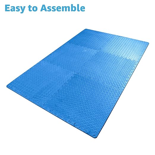 Art3d 48 Sq.Ft Eva Puzzle Exercise Mats, 1/2" Thick Foam Interlocking Tiles for Flooring, Workout, Gym Equipments, Pack of 12, Blue