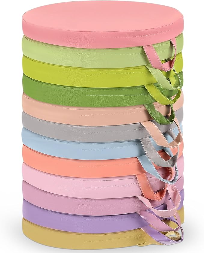 Sawysine 12 Pcs Floor Cushions Classroom Flexible Floor Seating with Handle for Kids in Home School Classroom Kindergarten Daycare Nursery(Fancy Color,Round)