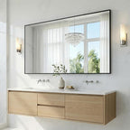 55"x30" Black Bathroom Mirror for Vanity, Matte Black Metal Framed Large Wall Mirror, Oversized Horizontal/Vertical Rectangular Mirror Over Sink, Modern Farmhouse Decor