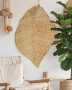 DEXI Jute Door Mat Inside Entryway Braided Woven, 24x35 Front Entrance Doormat Inside Leaf Shaped, Welcome Natural Fiber Entry Mats Farmhouse Home Decor, Beige