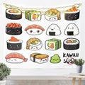 Erosebridal Sushi Pattern Tapestry, Japanese Style Wall Blanket, Food Theme Wall Hanging, Cute Cartoon Bedroom Decor Medium 59x59