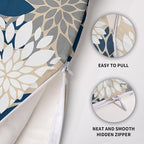 Blue and Grey Throw Pillow Covers 18X18 Inch Set of 2, Blue Gray White Dahlia Floral Print Decorative Pillowcases Outdoor Summer Modern Farmhouse Cushion Cases for Home Couch Sofa Bed Decor