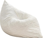 Hobestluk 3 in 1 Bean Bag Chair Giant Bean Bag Chairs for Adults with Chevron Plush Fur Cover Convertible Bean Bag Floor Cushion with Machine Washable Cover for Living Room (Chevron Plush White)