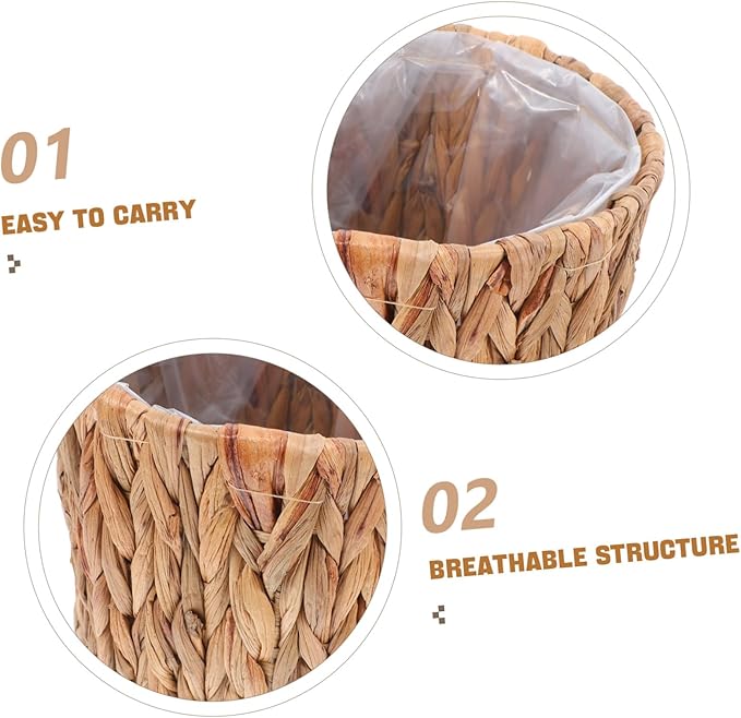 Cabilock Straw Planter with Liner Stylish Indoor Plant Container for Home Gardening