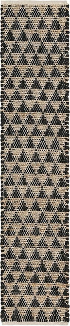 Unique Loom Chindi Jute Collection Area Rug (1' 2" x 6' 1" Table Runner, Black/ Natural)