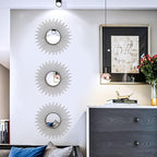 3 Pack Metal Mirrors for Wall Sunburst Wall Mirrors Home Décor Decorative Hanging Wall Art for Living Room Bedroom Entryway (Black2, Sunburst)